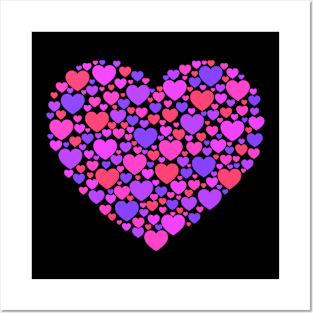 Heart-shaped Pink & Purple Hearts Posters and Art